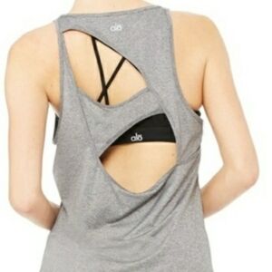 ALO Yoga Gray Women's Cutout Back Tank Top